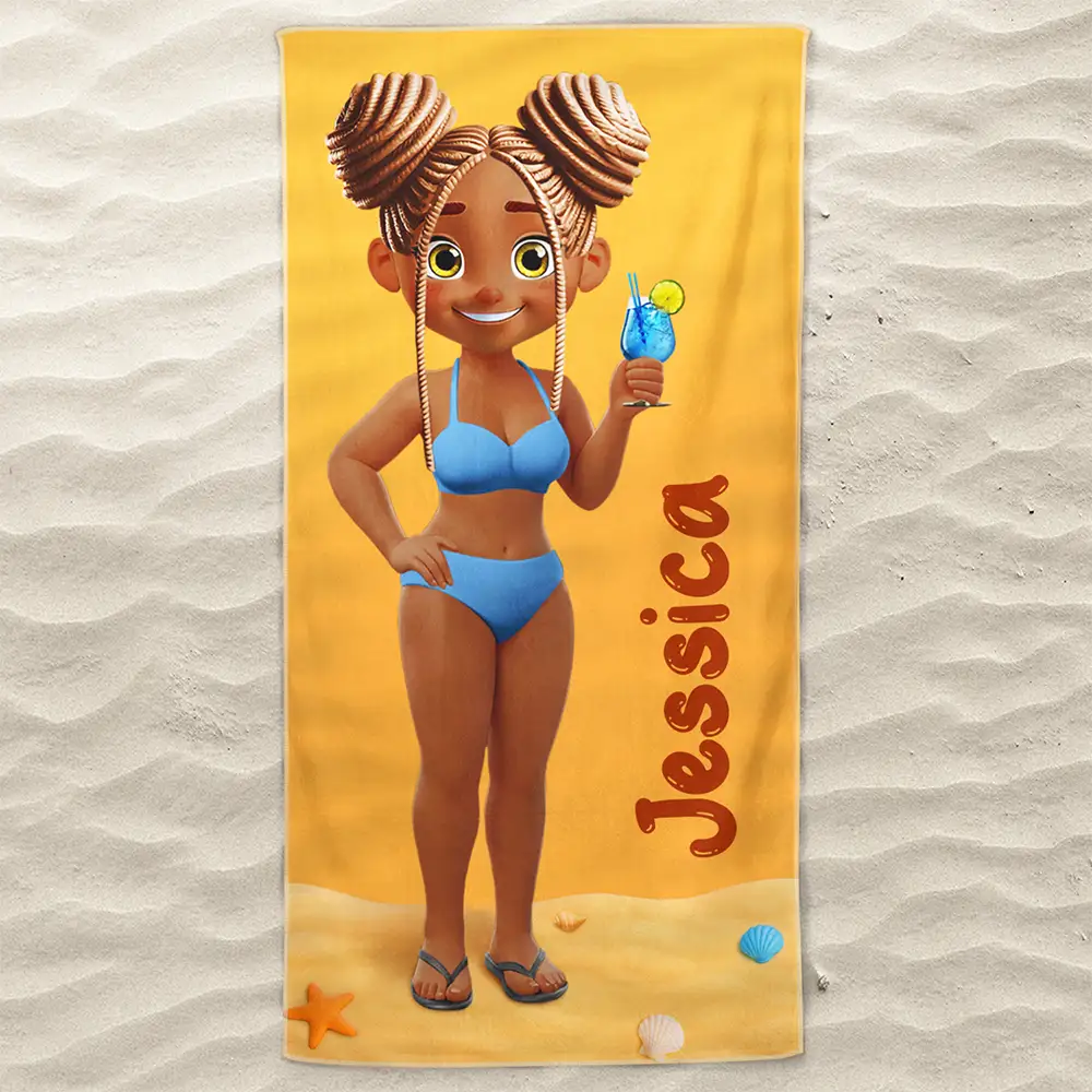 3D Effect Besties Summer - Personalized Beach Towel - Image 3