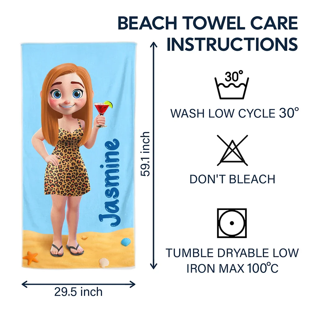 3D Effect Besties Summer - Personalized Beach Towel - Image 6