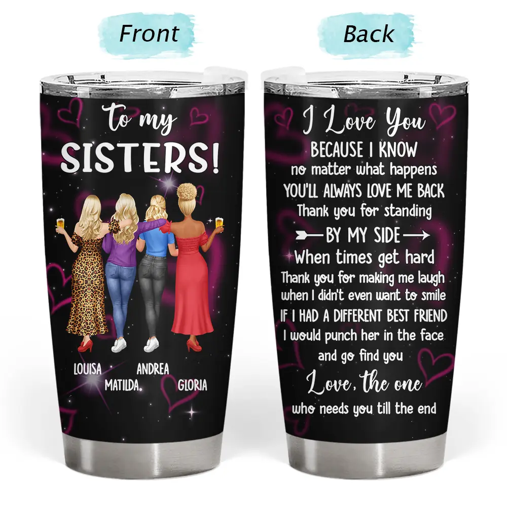 3D Effect Besties Thank You For Standing By My Side - Personalized Tumbler - Image 3