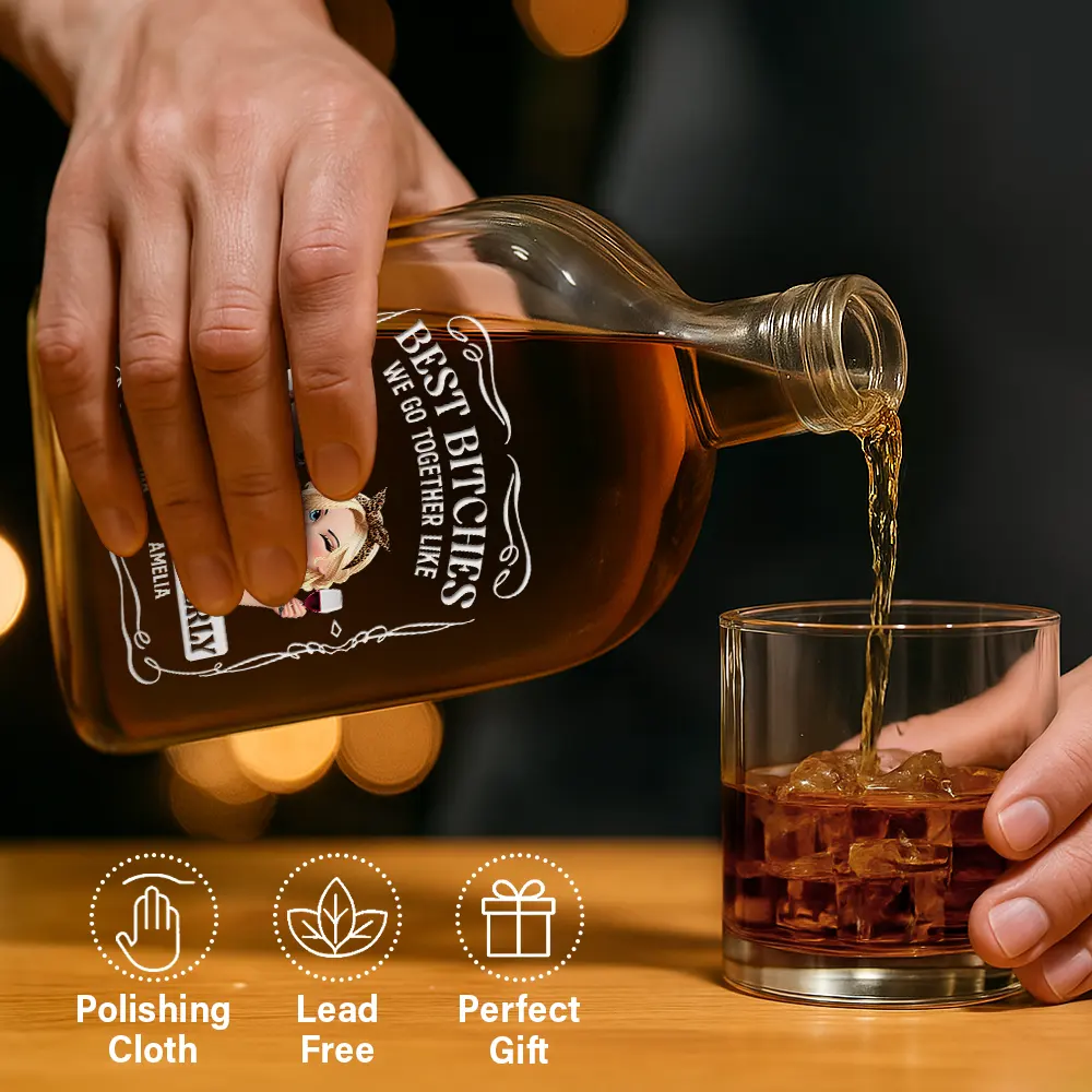 3D Effect Besties We Go Together Like Drunk And Disorderly - Personalized Whiskey Bottle - Image 6