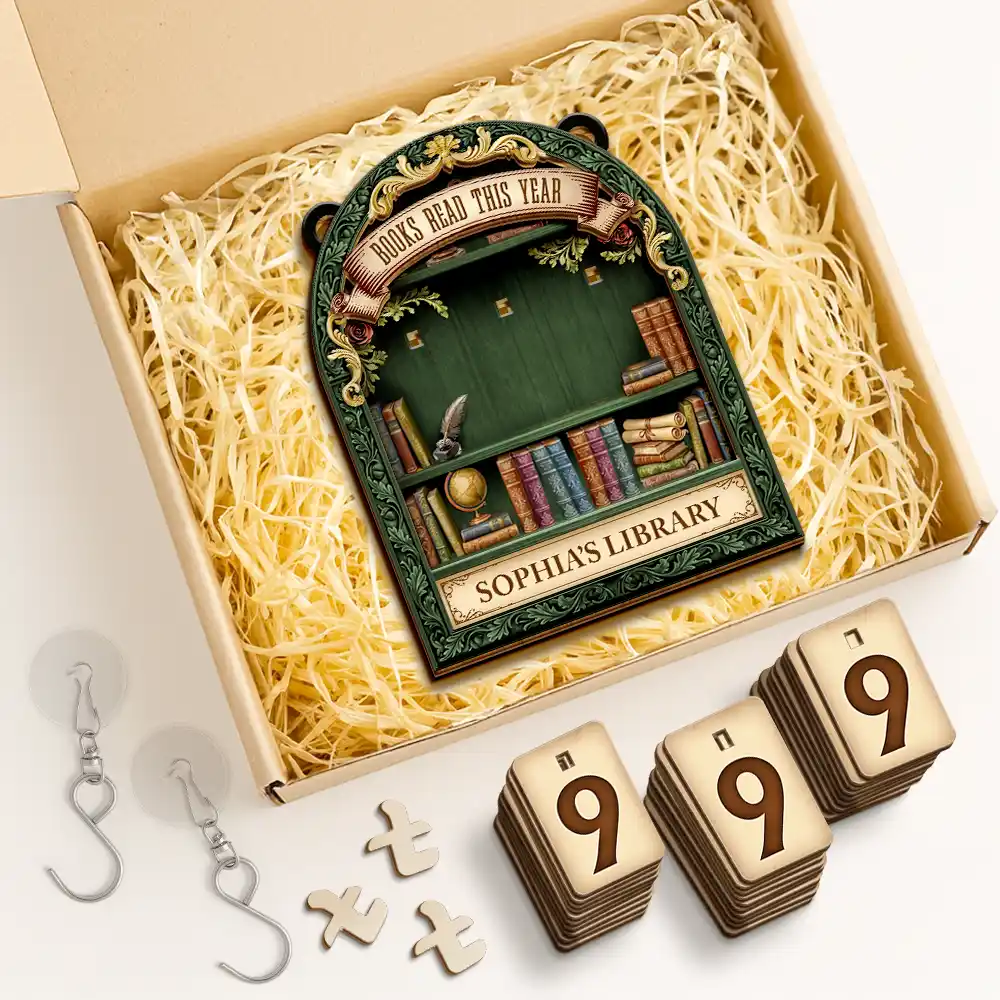 3D Effect Books Read This Year - Personalized Hanging Tracker Sign - Image 2
