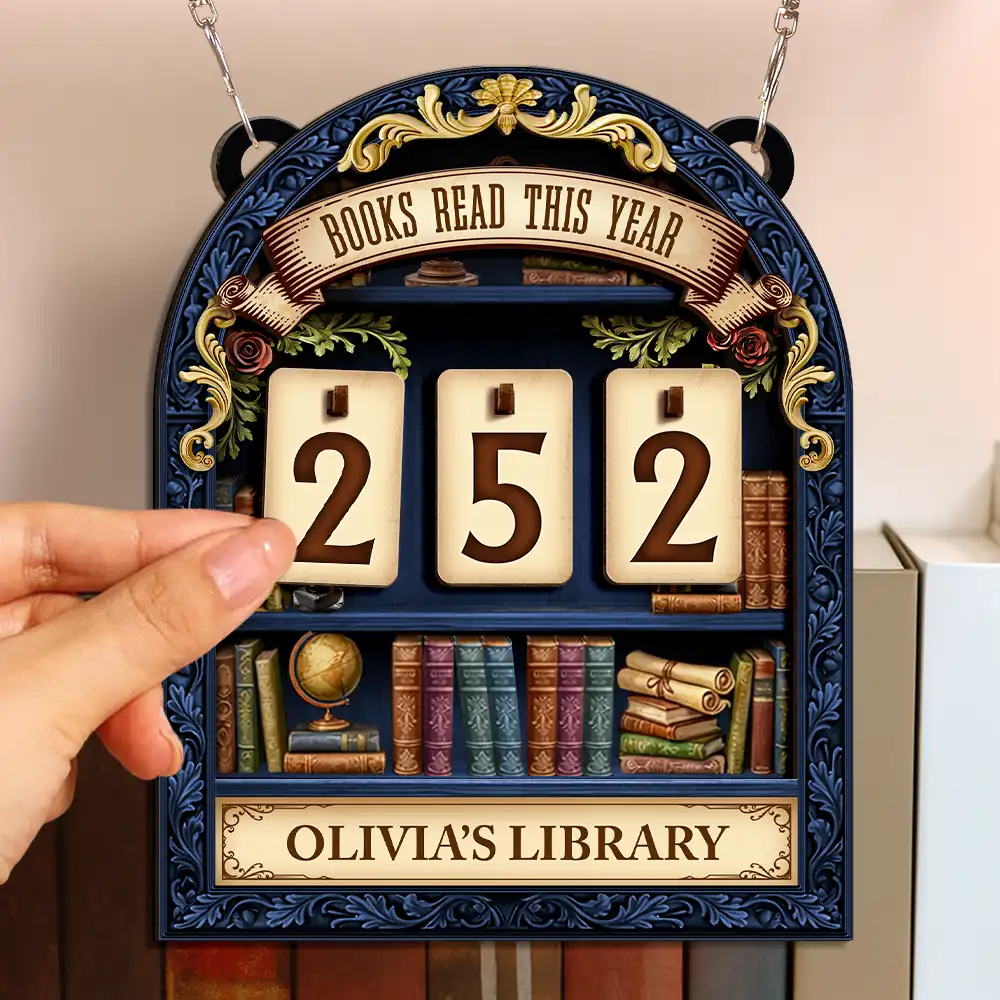 3D Effect Books Read This Year - Personalized Hanging Tracker Sign - Image 3