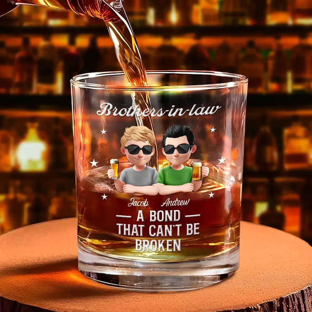 3D Effect Brothers A Bond That Can't Be Broken - Personalized Whiskey Glass - Image 4