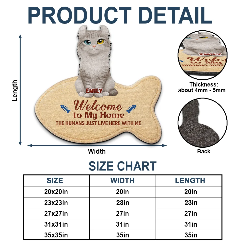 3D Effect Cats Welcome To Our Home - Personalized Custom Shaped Doormat - Image 4