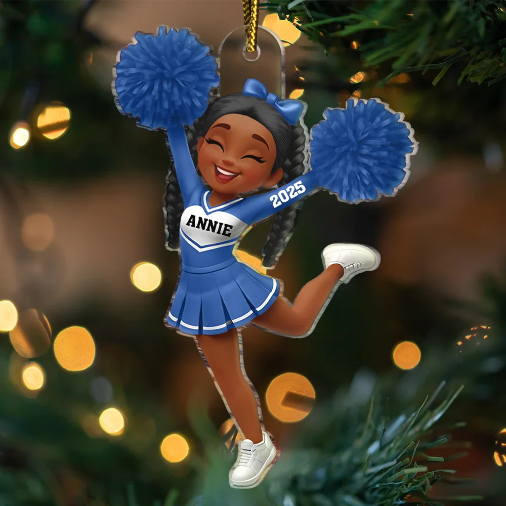 3D Effect Cheerleader - Personalized Custom Shaped Acrylic Ornament - Image 3