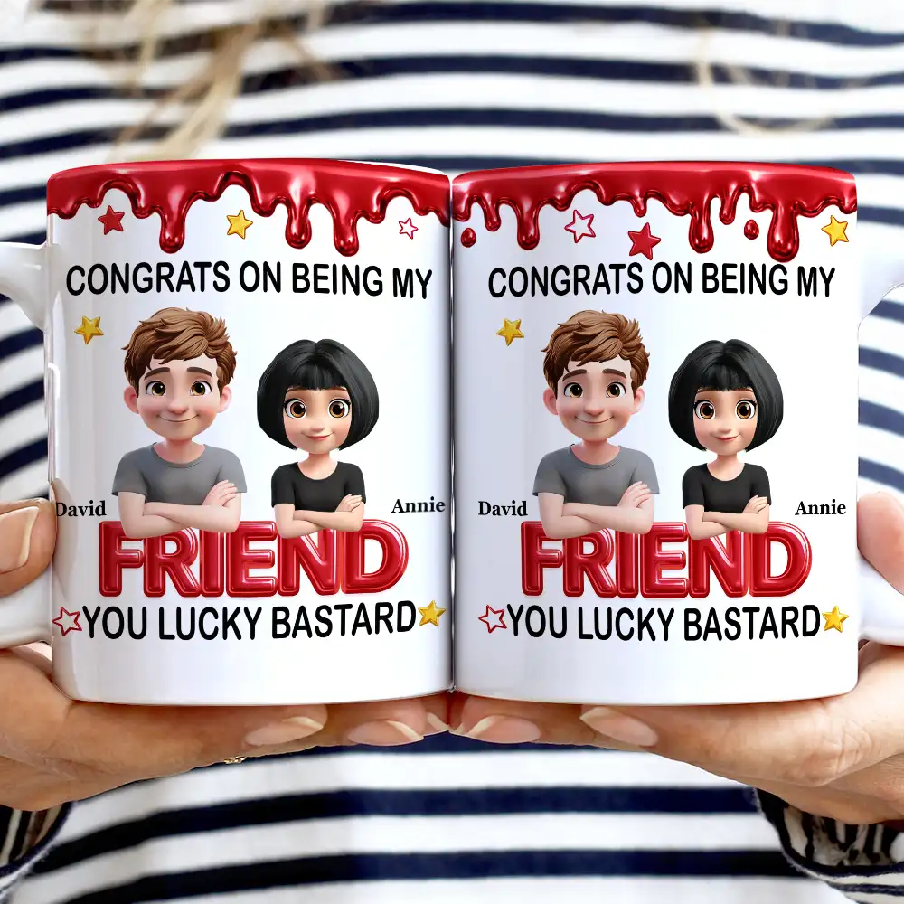 3D Effect Congrats On Being My Brother - Personalized White Edge-to-Edge Mug - Image 2