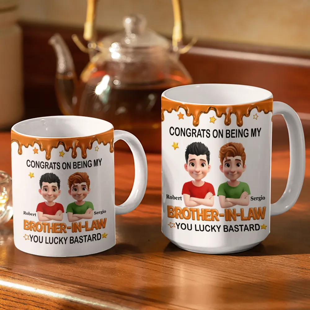 3D Effect Congrats On Being My Brother - Personalized White Edge-to-Edge Mug - Image 3