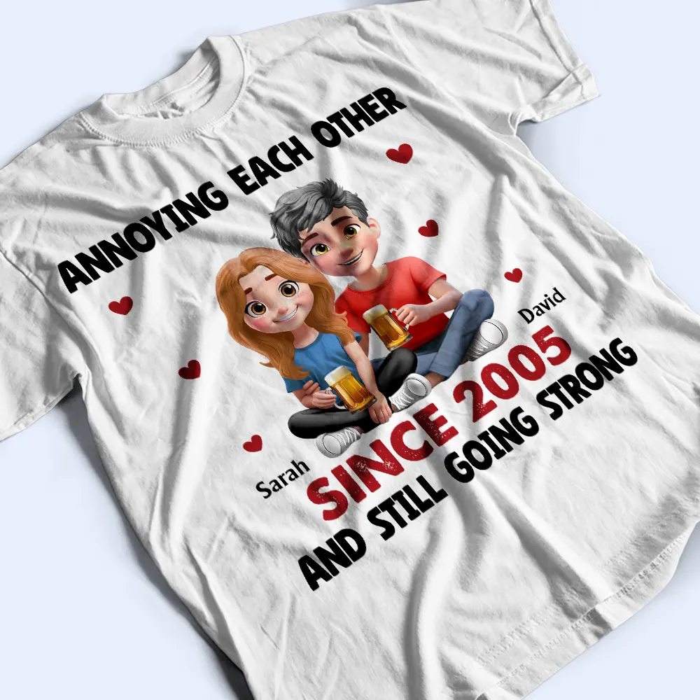 3D Effect Couple Annoying Each Other - Personalized T Shirt - Image 3
