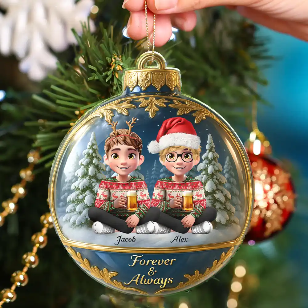 3D Effect Couple Christmas You And Me We Got This - Personalized Custom Shaped Acrylic Ornament - Image 4