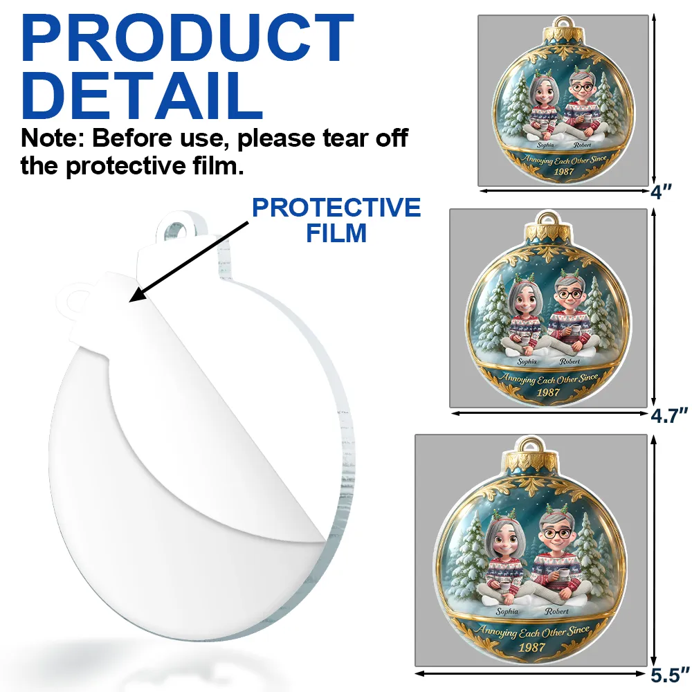3D Effect Couple Christmas You And Me We Got This - Personalized Custom Shaped Acrylic Ornament - Image 6