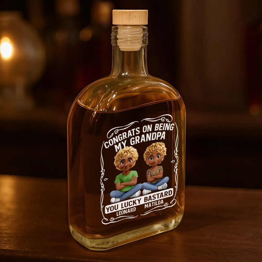 3D Effect Couple Congrats On Being My Husband You Lucky Man - Personalized Whiskey Bottle - Image 3