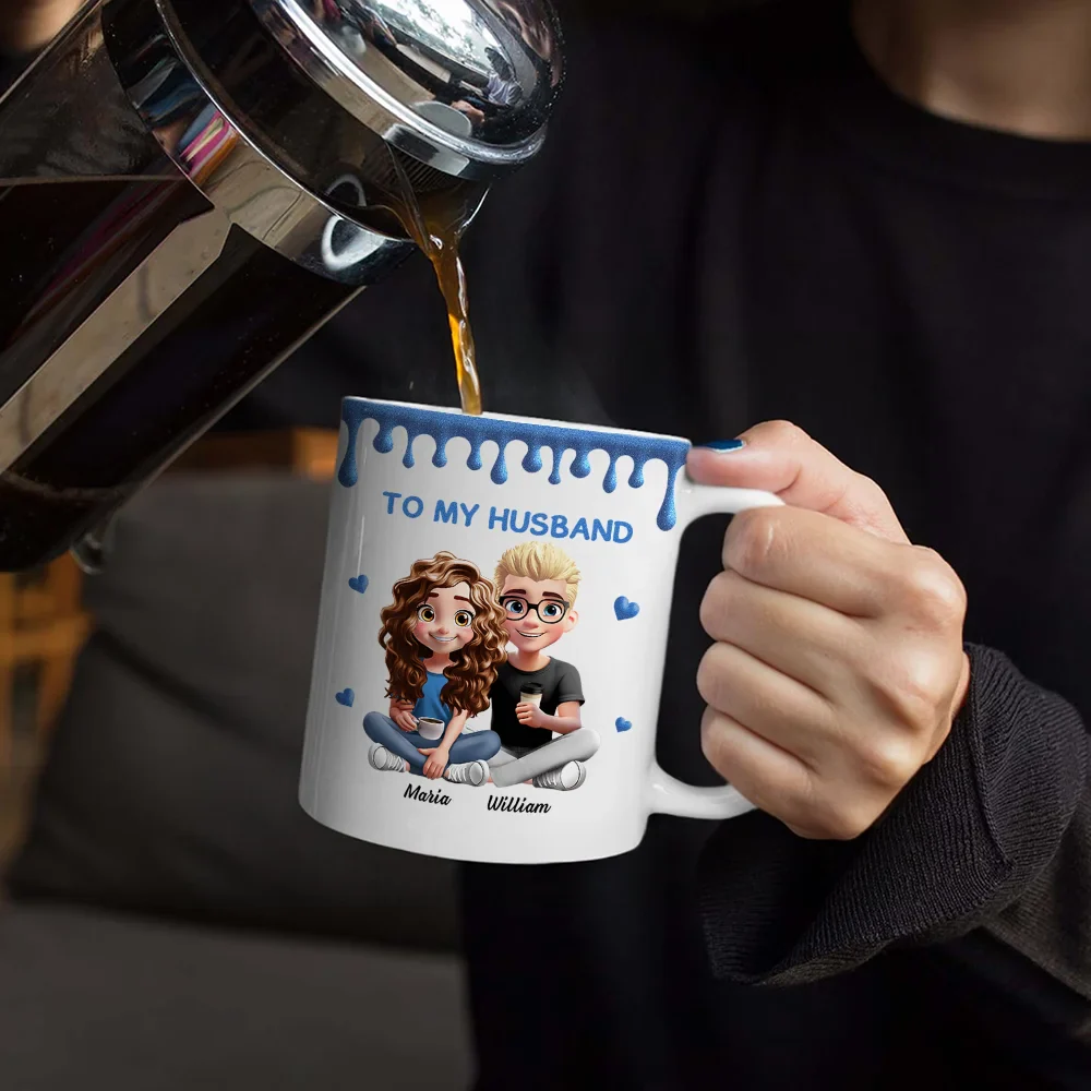 3D Effect Couple Meeting You Marrying You - Personalized White Edge-to-Edge Mug - Image 4
