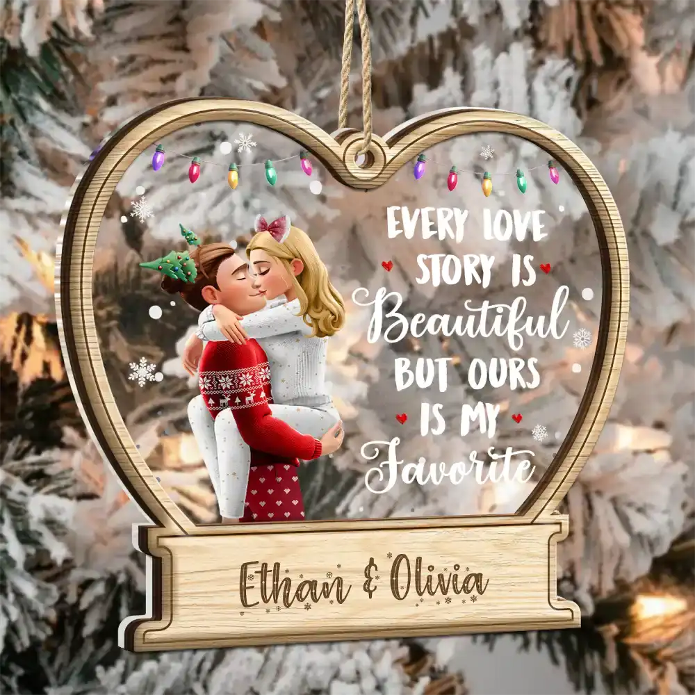 3D Effect Couple Our Love Is My Favorite - Personalized 2-Layered Mix Ornament - Image 3