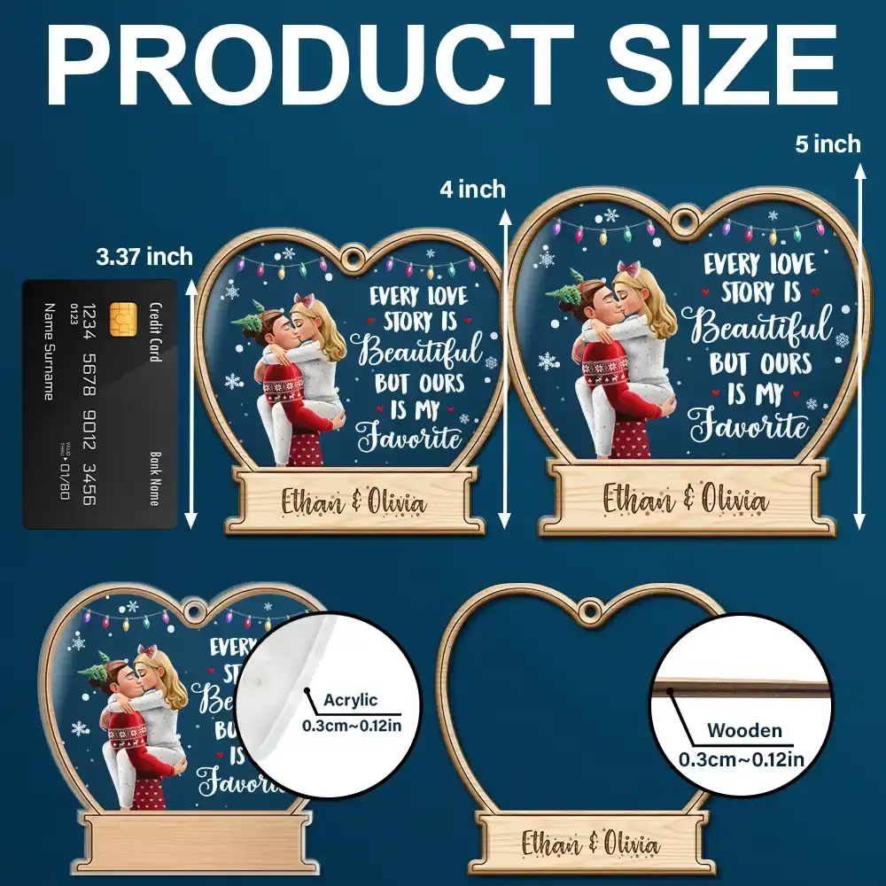3D Effect Couple Our Love Is My Favorite - Personalized 2-Layered Mix Ornament - Image 5