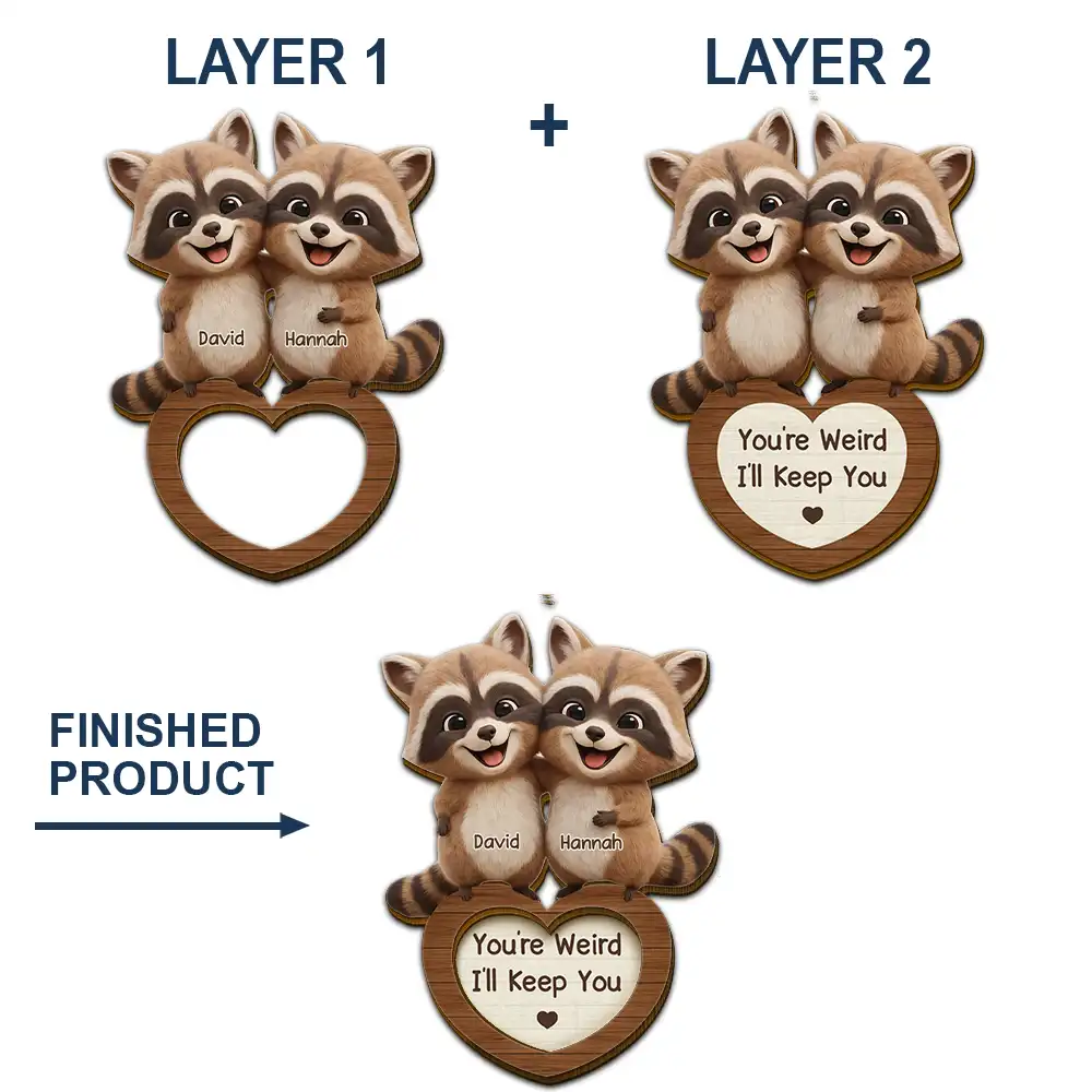 3D Effect Couple Raccoon You're Weird I'll Keep You - Personalized Custom Shaped Car Visor Clip - Image 5