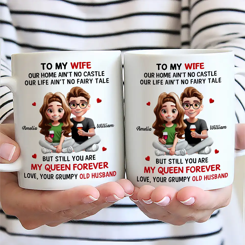 3D Effect Couple To My Wife Our Home Ain't No Castle - Personalized Mug - Image 2