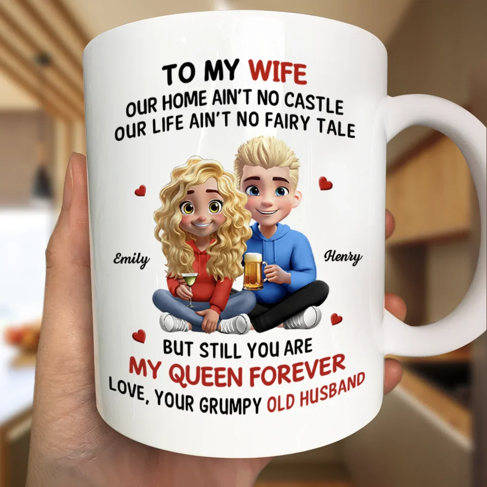 3D Effect Couple To My Wife Our Home Ain't No Castle - Personalized Mug - Image 3
