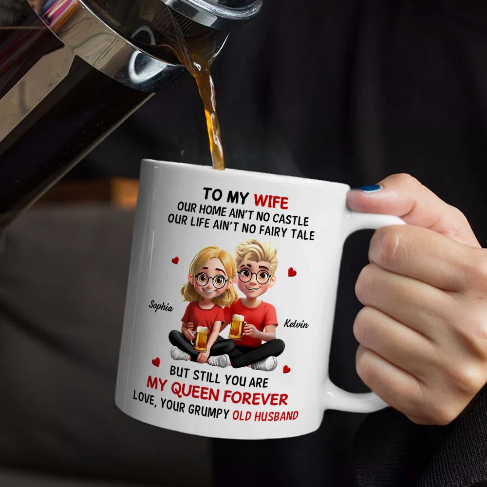3D Effect Couple To My Wife Our Home Ain't No Castle - Personalized Mug - Image 5