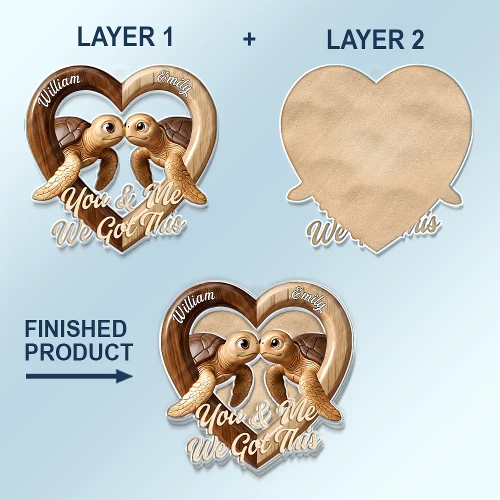 3D Effect Couple Turtles You & Me We Got This - Personalized Custom Shaped Acrylic Car Visor Clip - Image 5