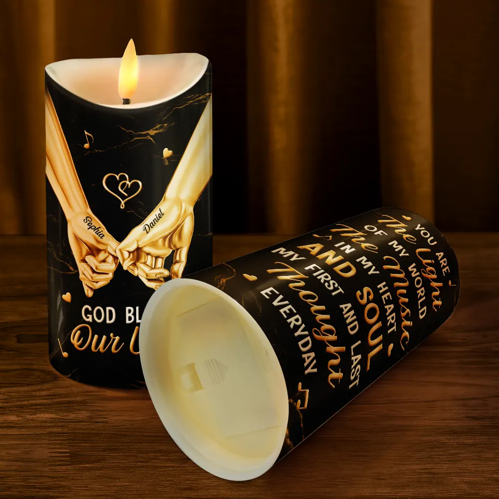3D Effect Couple You Are The Light Of My World - Personalized Flameless LED Candle - Image 4