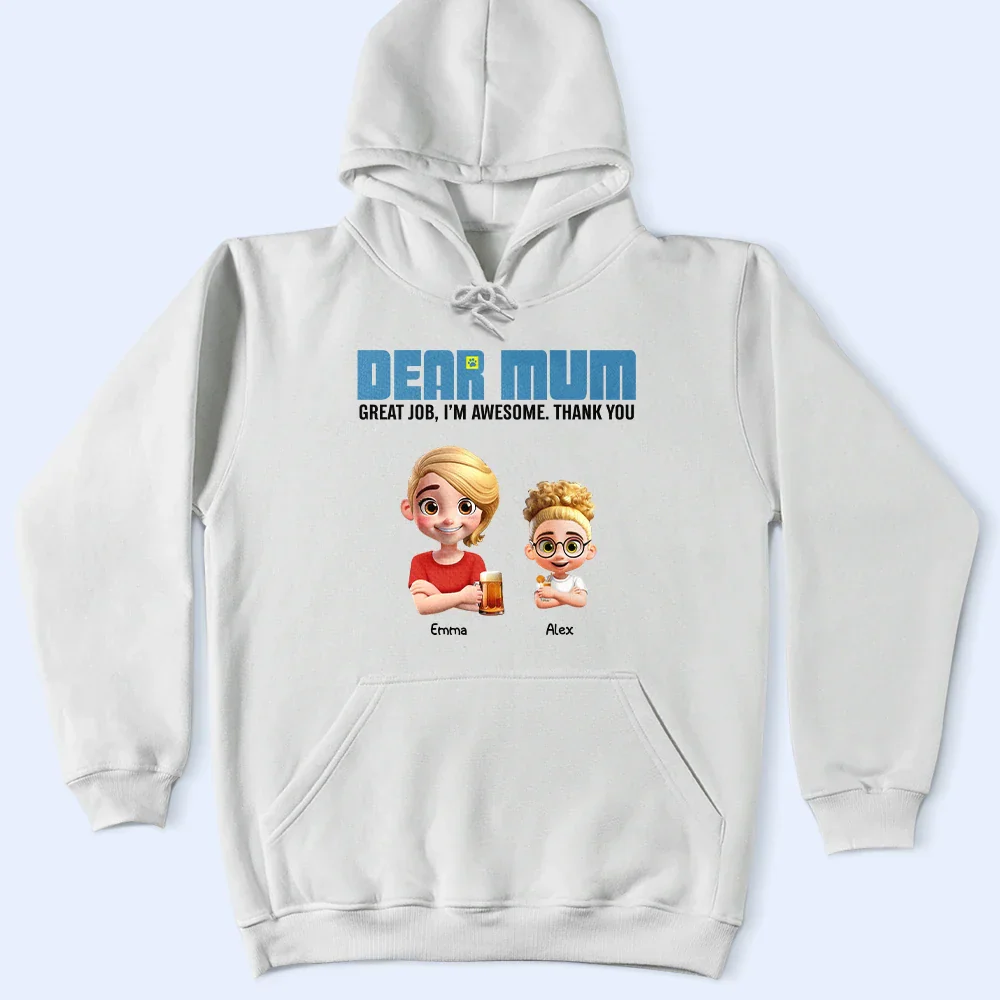 3D Effect Dear Mom We're Awesome - Personalized T Shirt - Image 4