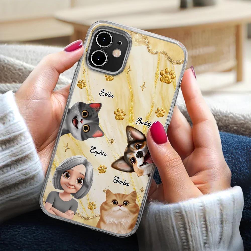 3D Effect Dog Cat Mom - Personalized Clear Phone Case - Image 3