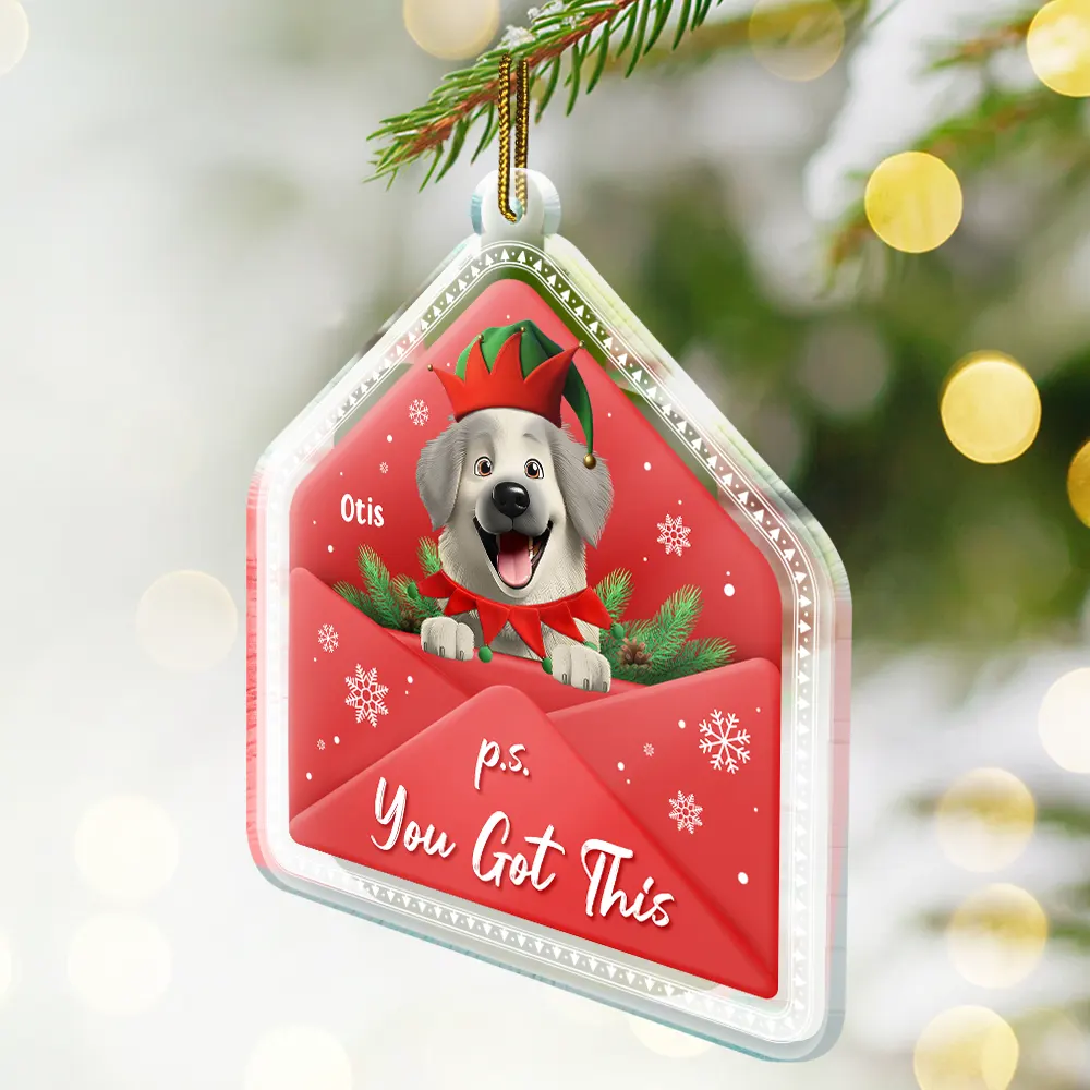 3D Effect Dog Cat P.s. You Got This - Personalized Custom Shaped Acrylic Ornament - Image 2