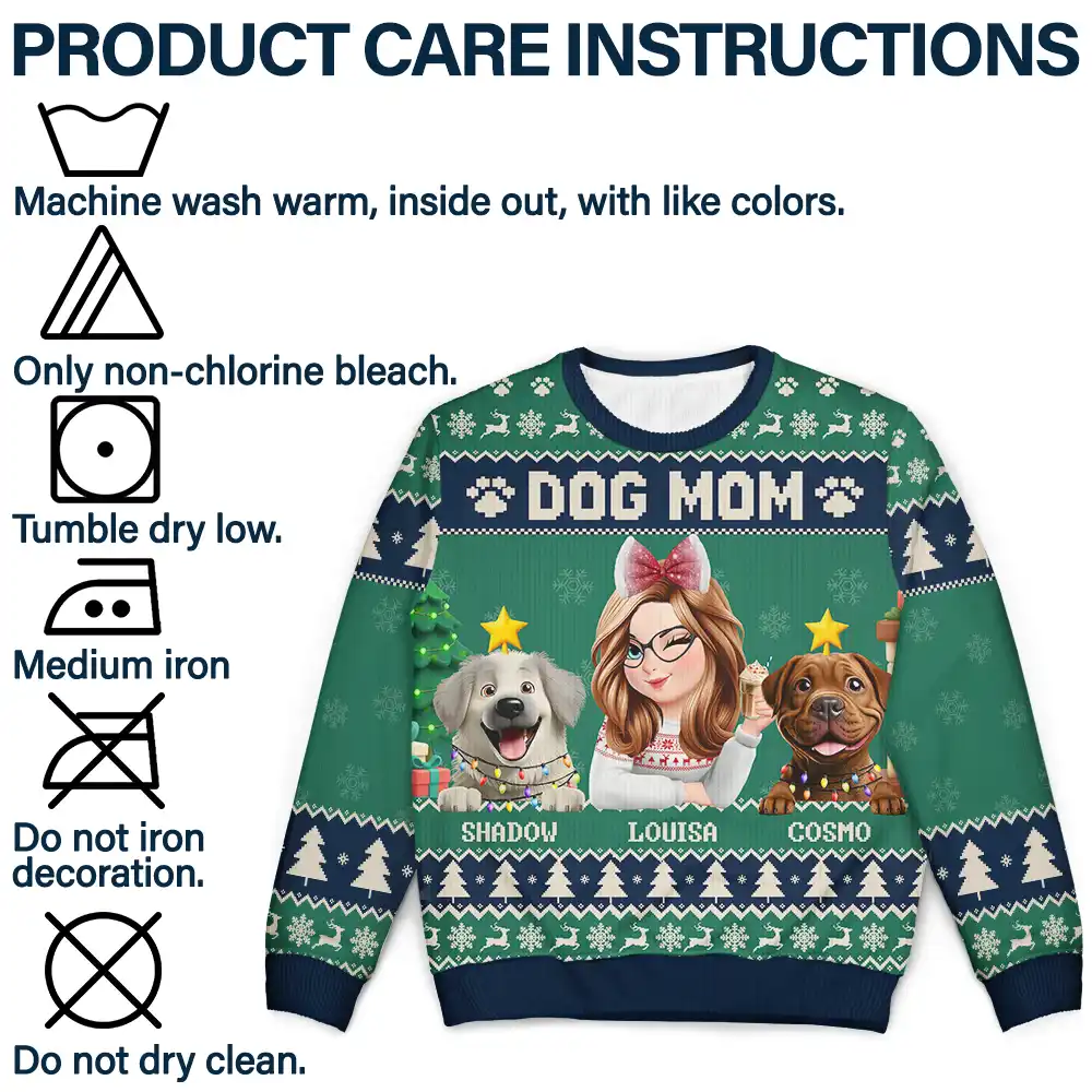 3D Effect Dog Mom Christmas - Personalized Unisex Ugly Sweater - Image 6