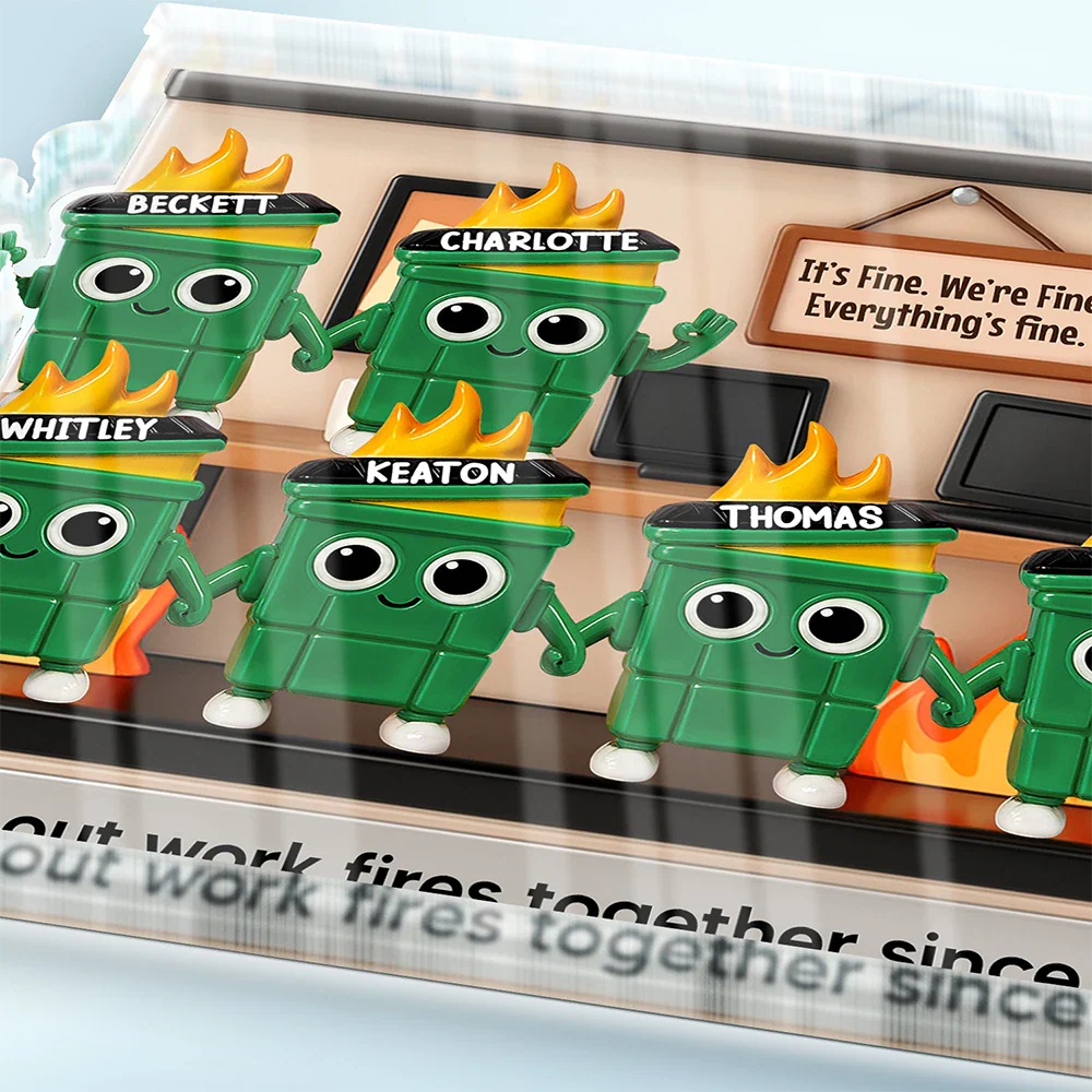 3D Effect Dumpster Fires Putting Out Work Fires Together - Personalized Custom Shaped Acrylic Plaque - Image 4