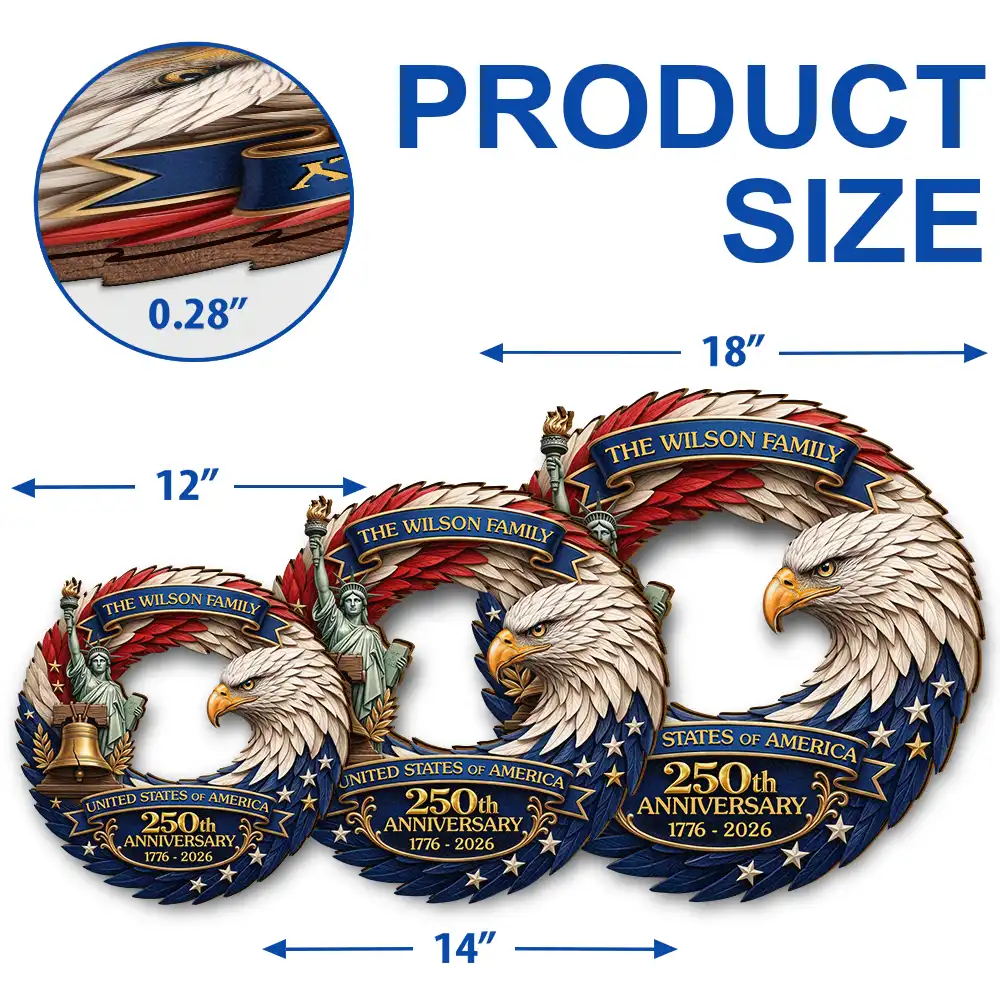 3D Effect Eagle America 250th Anniversary - Personalized Custom Shaped Wood Sign - Image 5