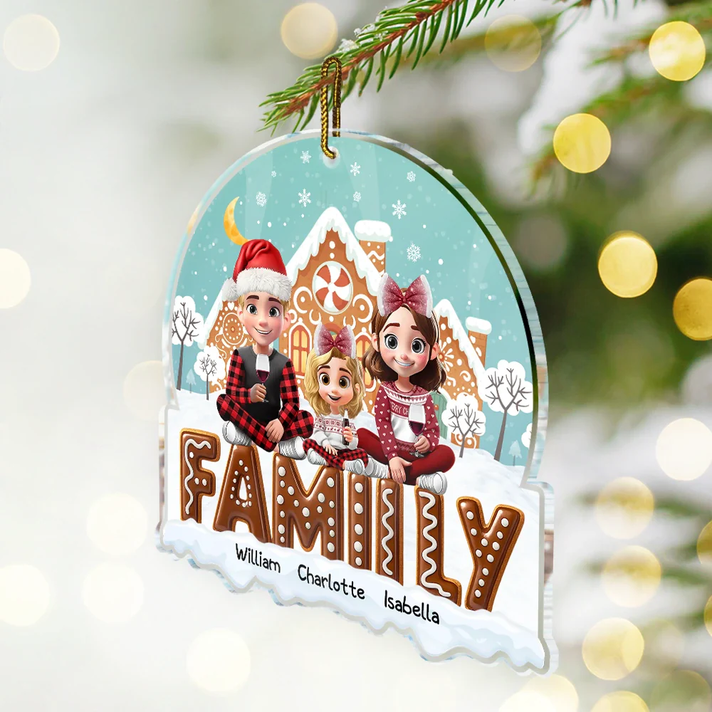 3D Effect Family Christmas Cookies For Parent, Kid, Baby - Personalized Custom Shaped Acrylic Ornament - Image 2