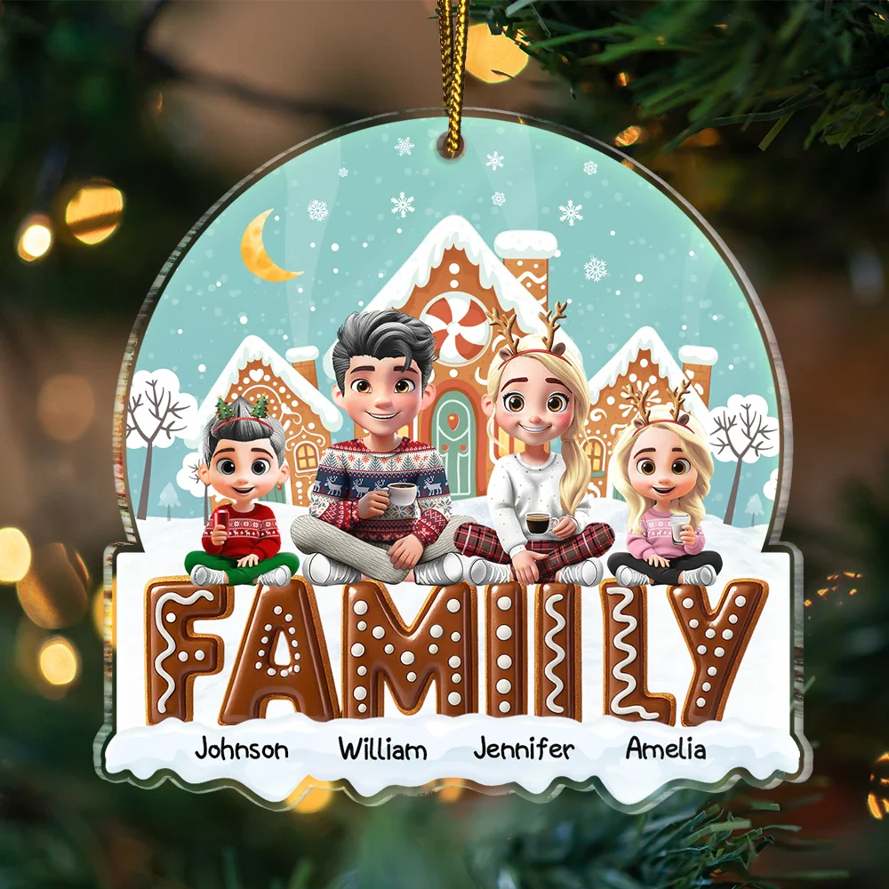 3D Effect Family Christmas Cookies For Parent, Kid, Baby - Personalized Custom Shaped Acrylic Ornament - Image 3