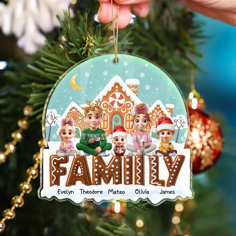 3D Effect Family Christmas Cookies For Parent, Kid, Baby - Personalized Custom Shaped Acrylic Ornament - Image 4