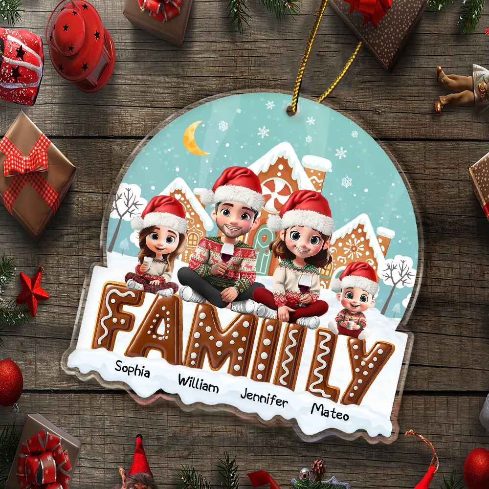 3D Effect Family Christmas Cookies For Parent, Kid, Baby - Personalized Custom Shaped Acrylic Ornament - Image 5