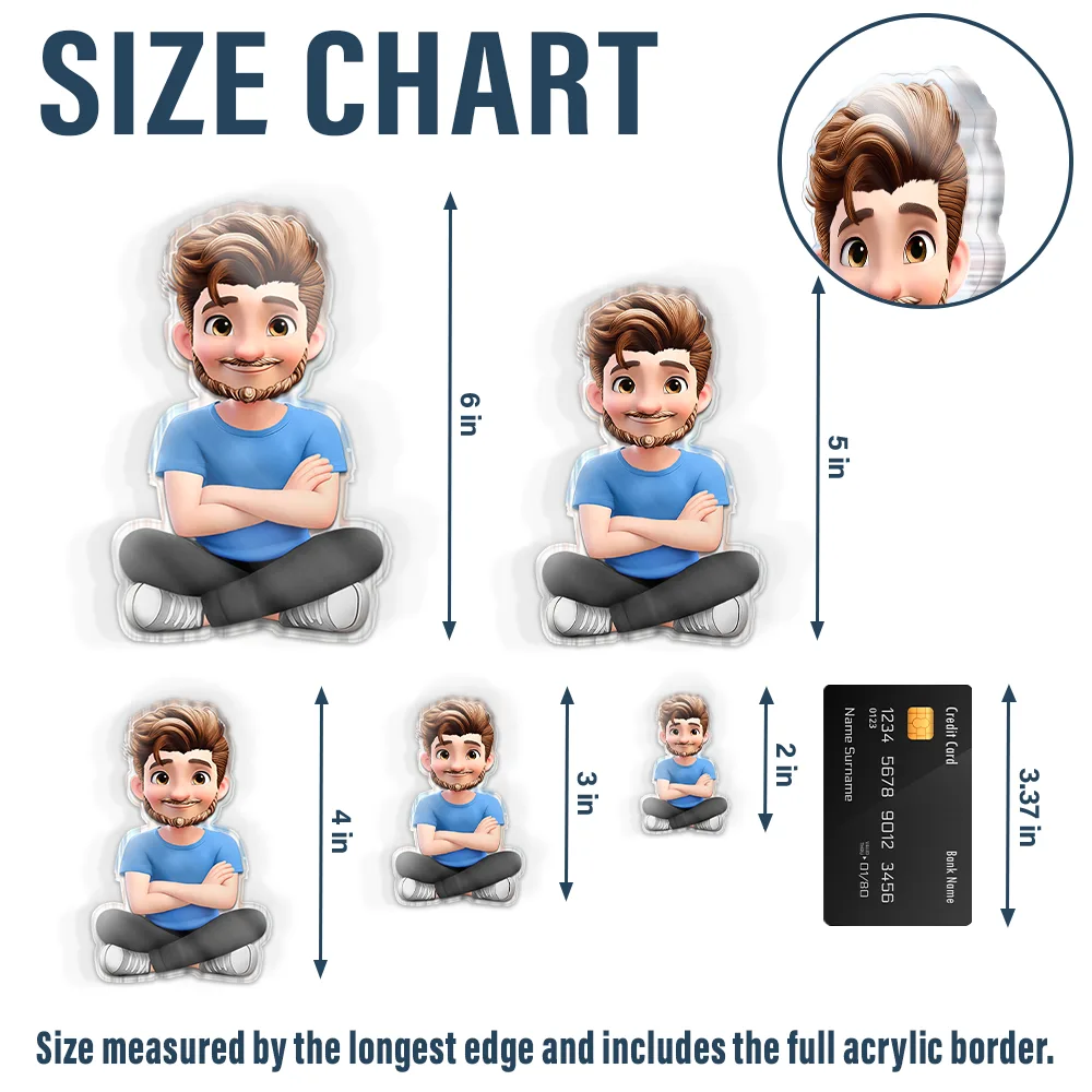 3D Effect Family Member Cross Arm - Personalized Acrylic Fridge Magnet - Image 2