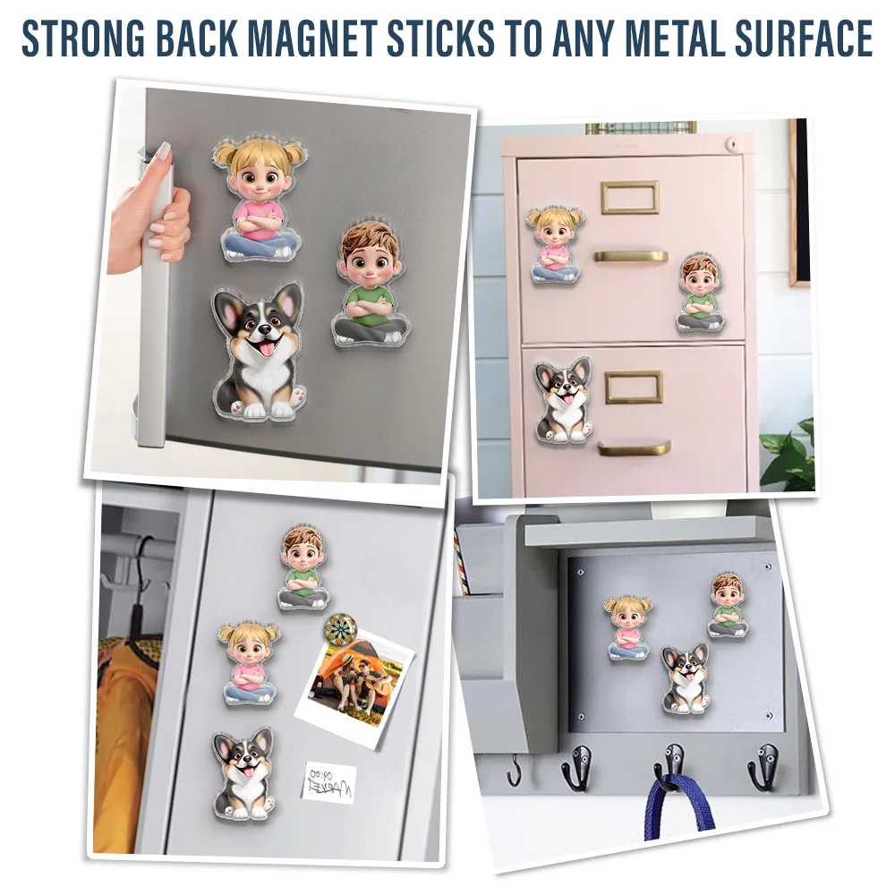 3D Effect Family Member Cross Arm - Personalized Acrylic Fridge Magnet - Image 6