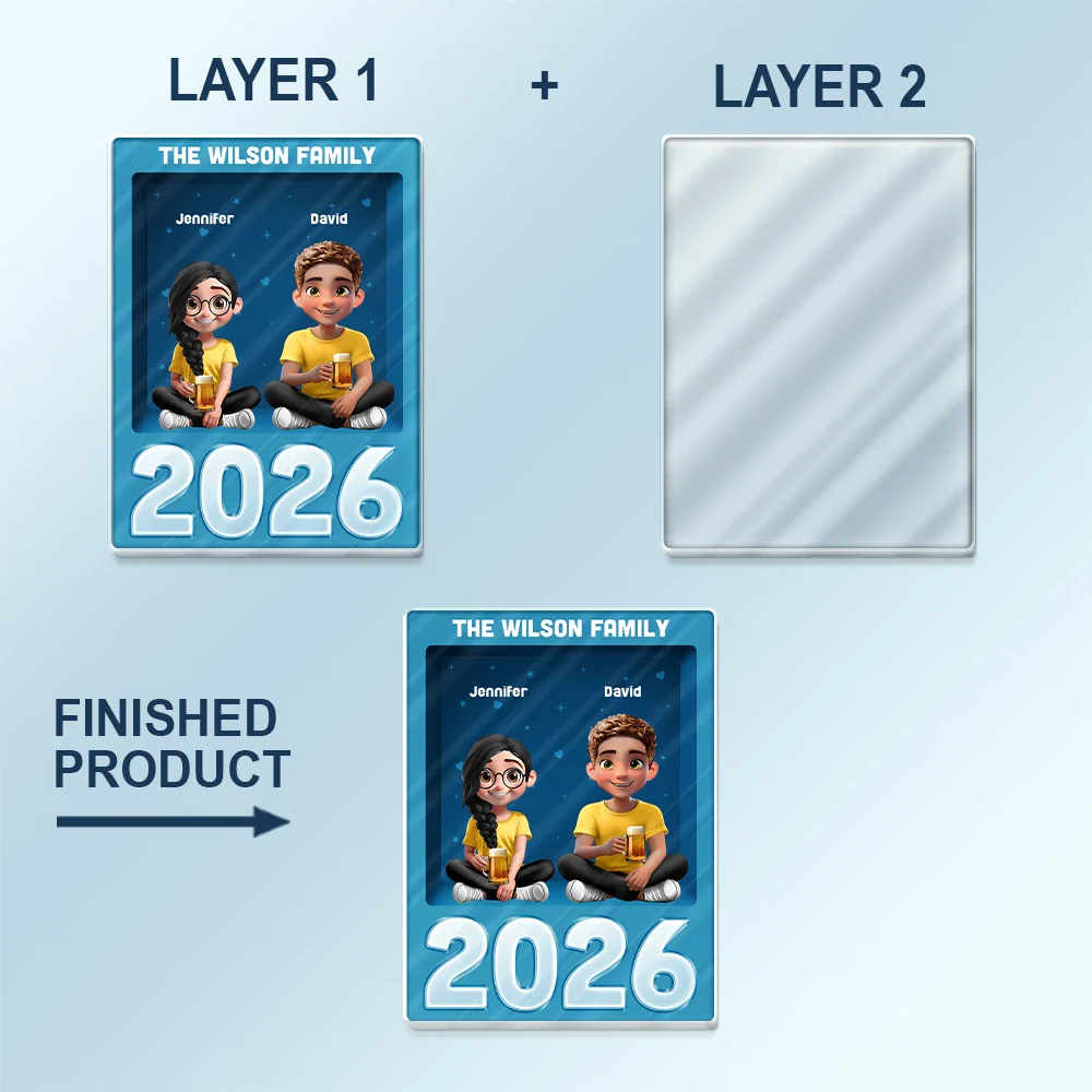 3D Effect Family Sitting Together - Personalized Custom Shaped Acrylic Car Visor Clip - Image 5