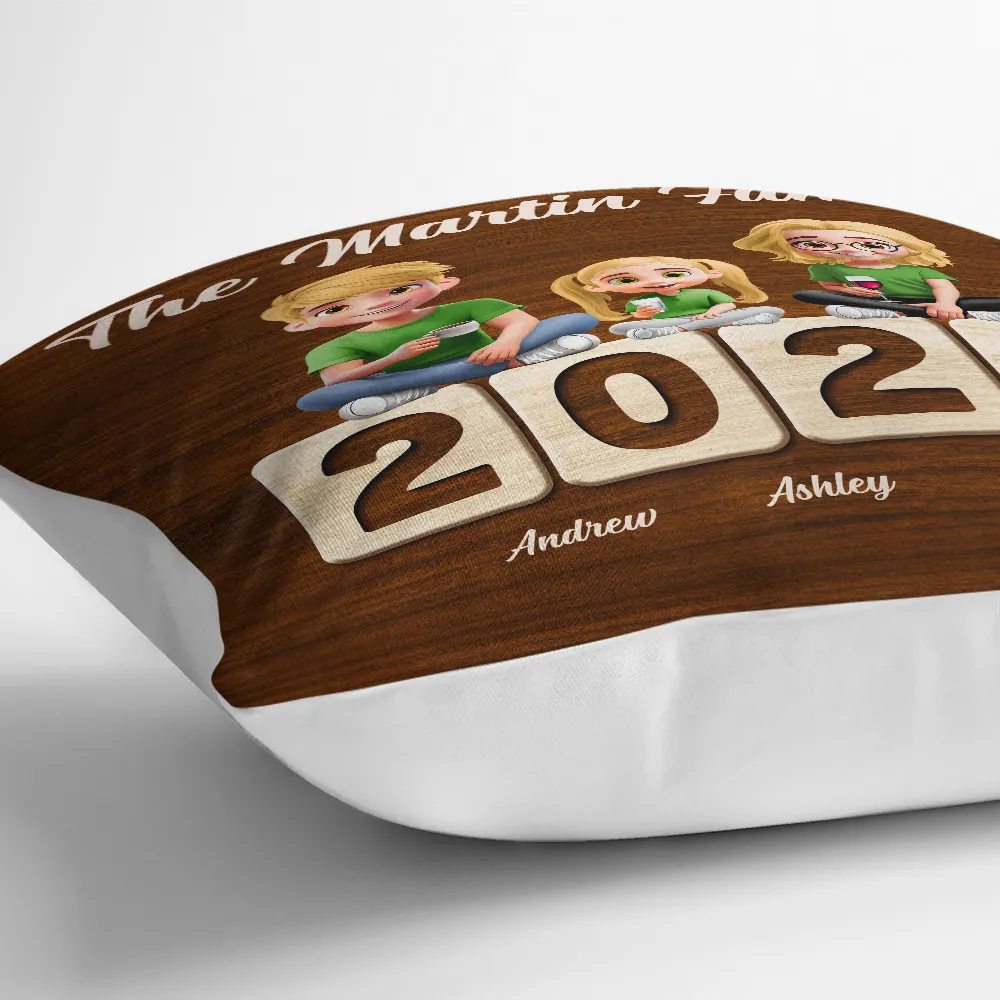 3D Effect Family Sitting Together - Personalized Pillow - Image 3