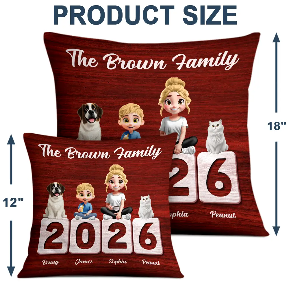3D Effect Family Sitting Together - Personalized Pillow - Image 4