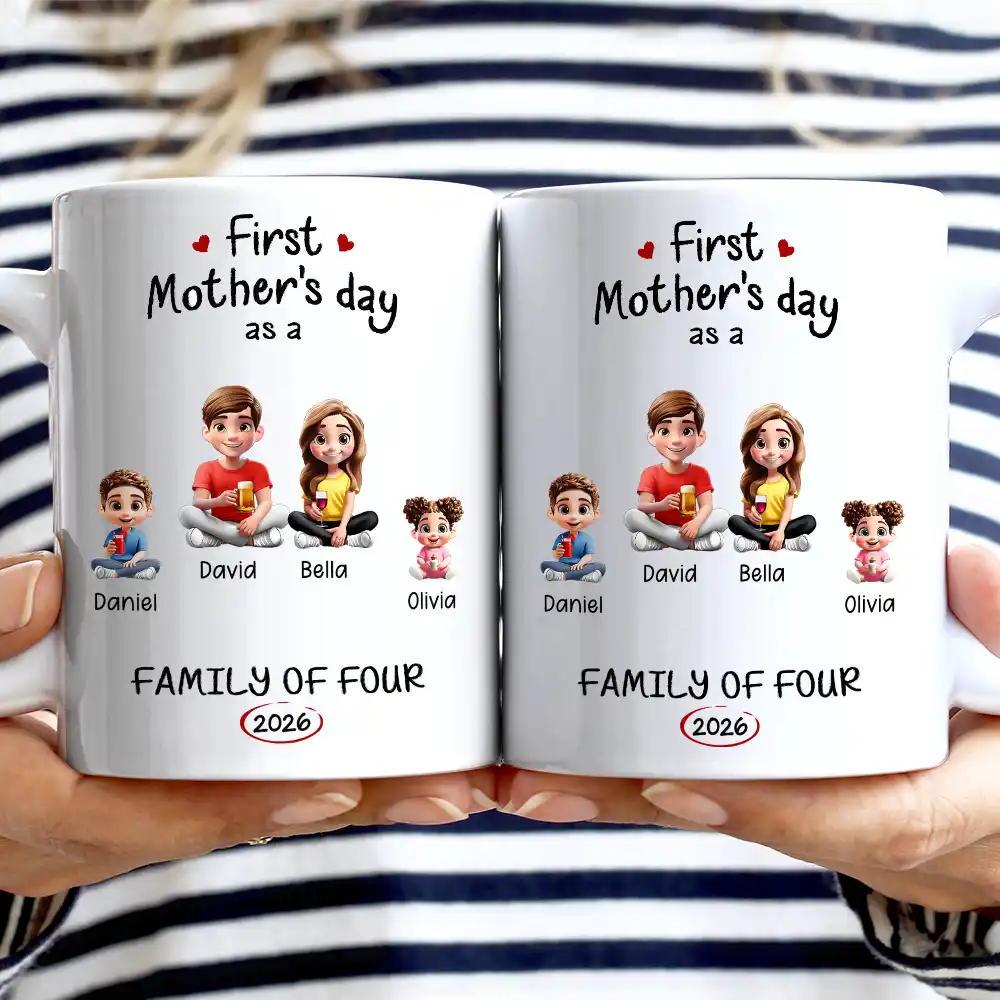 3D Effect First Time Ever As A Family Of Three - Personalized Mug - Image 2