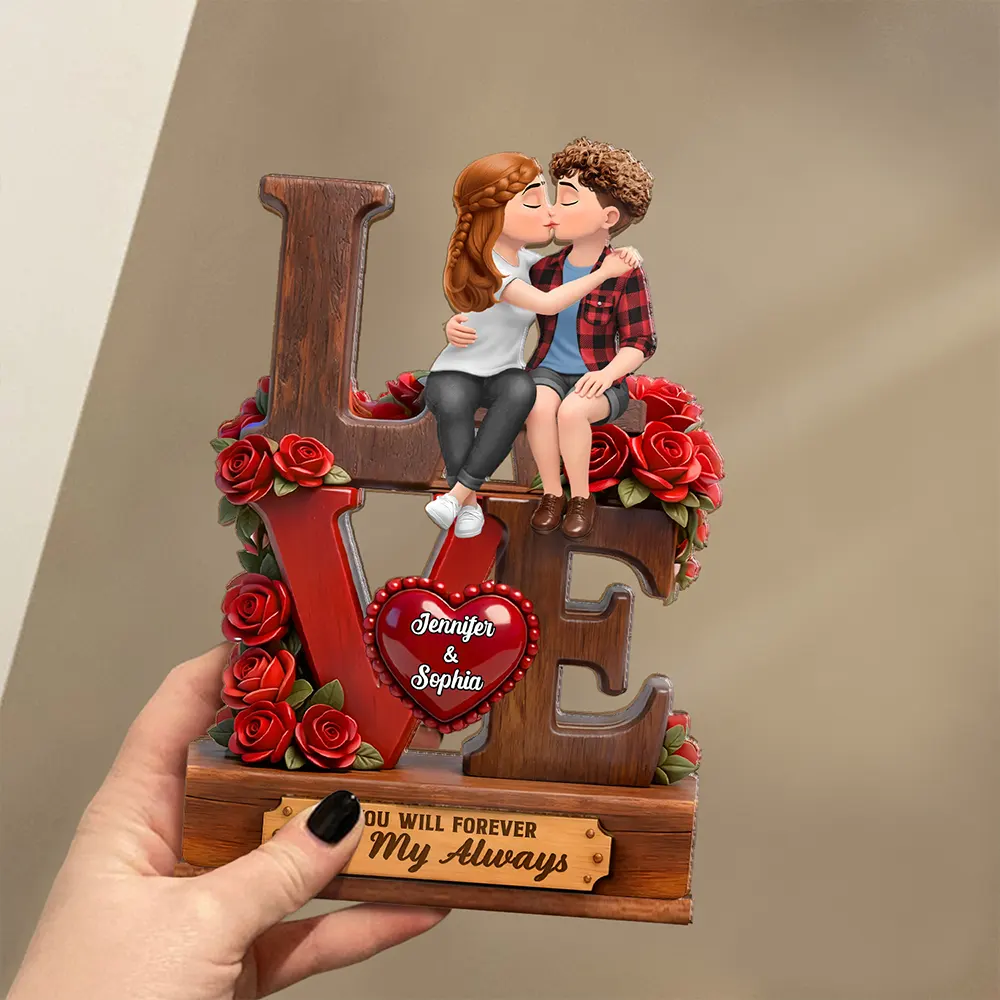 3D Effect Flannel Couple You & Me We Got This - Personalized Custom Shaped 2-Layered Acrylic Wooden Plaque - Image 3