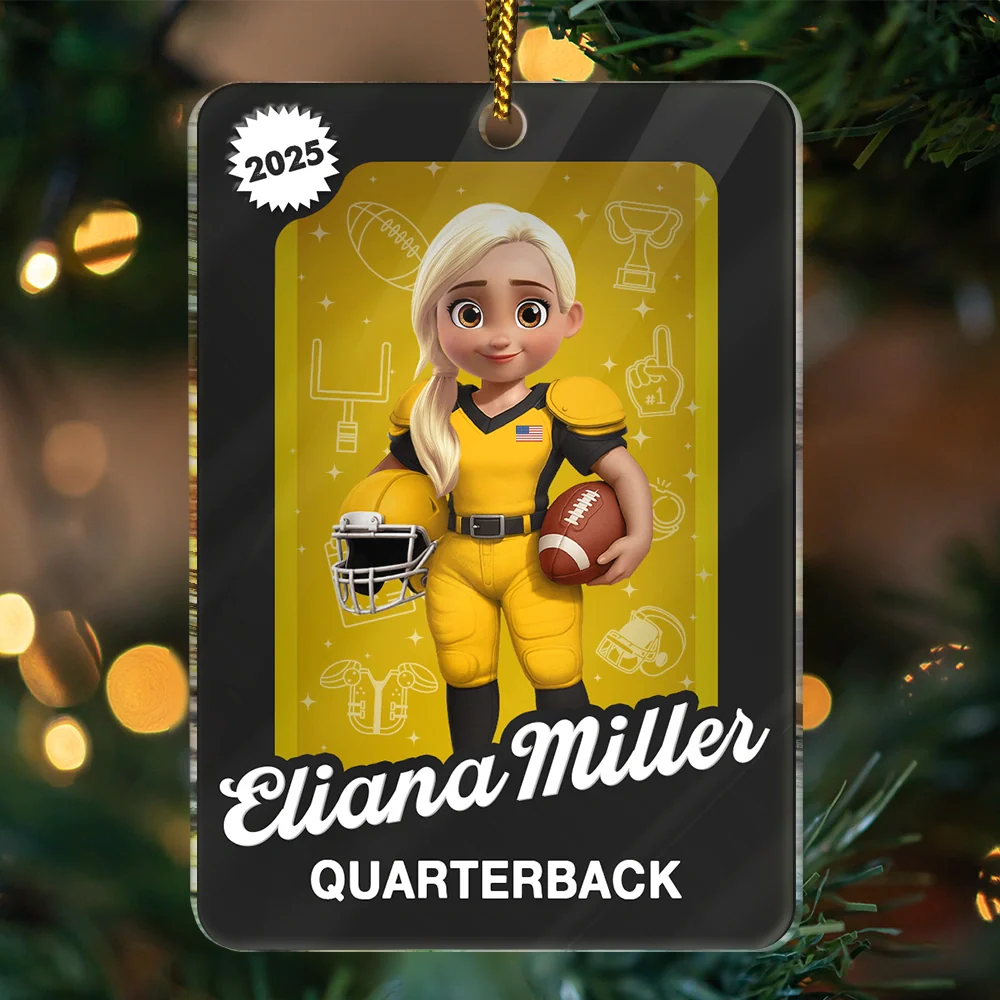 3D Effect Football Player Toy Box - Personalized Custom Shaped Acrylic Ornament - Image 3