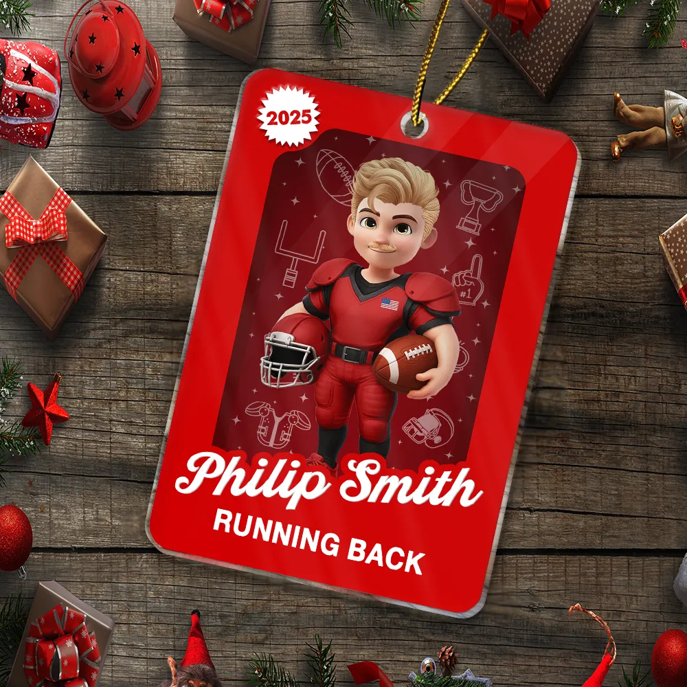 3D Effect Football Player Toy Box - Personalized Custom Shaped Acrylic Ornament - Image 5