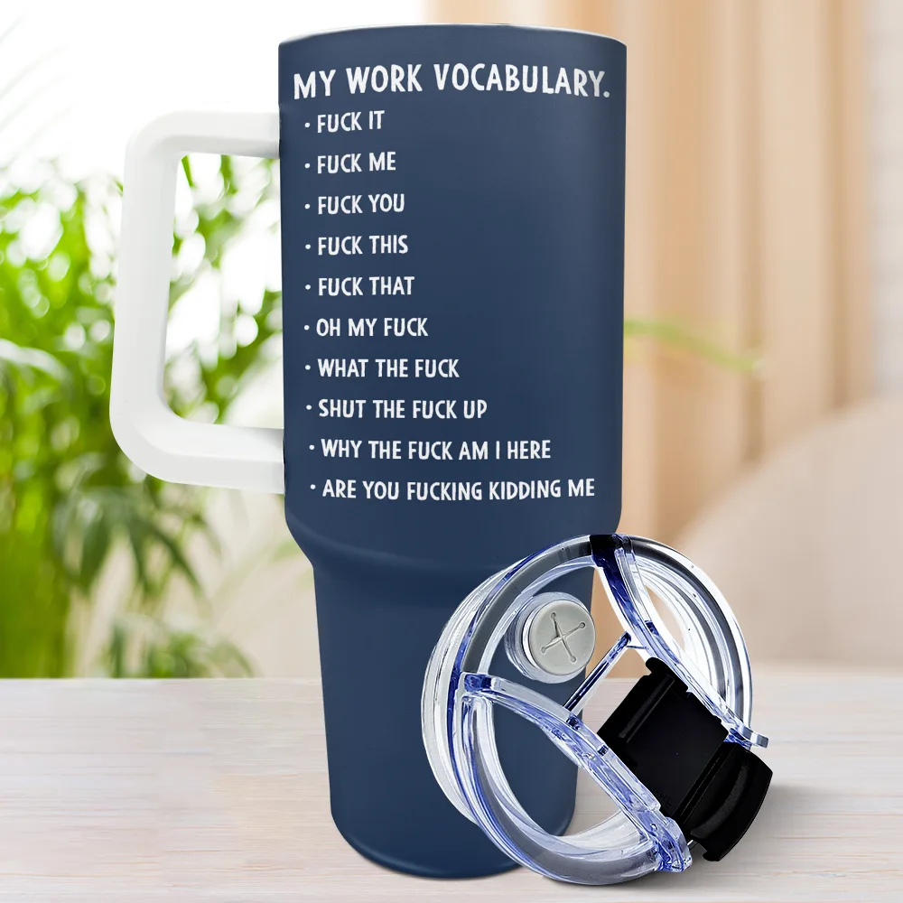 3D Effect Funny Chicken F-CAW-F My Work Vocabulary - Personalized 40oz Tumbler With Straw - Image 3