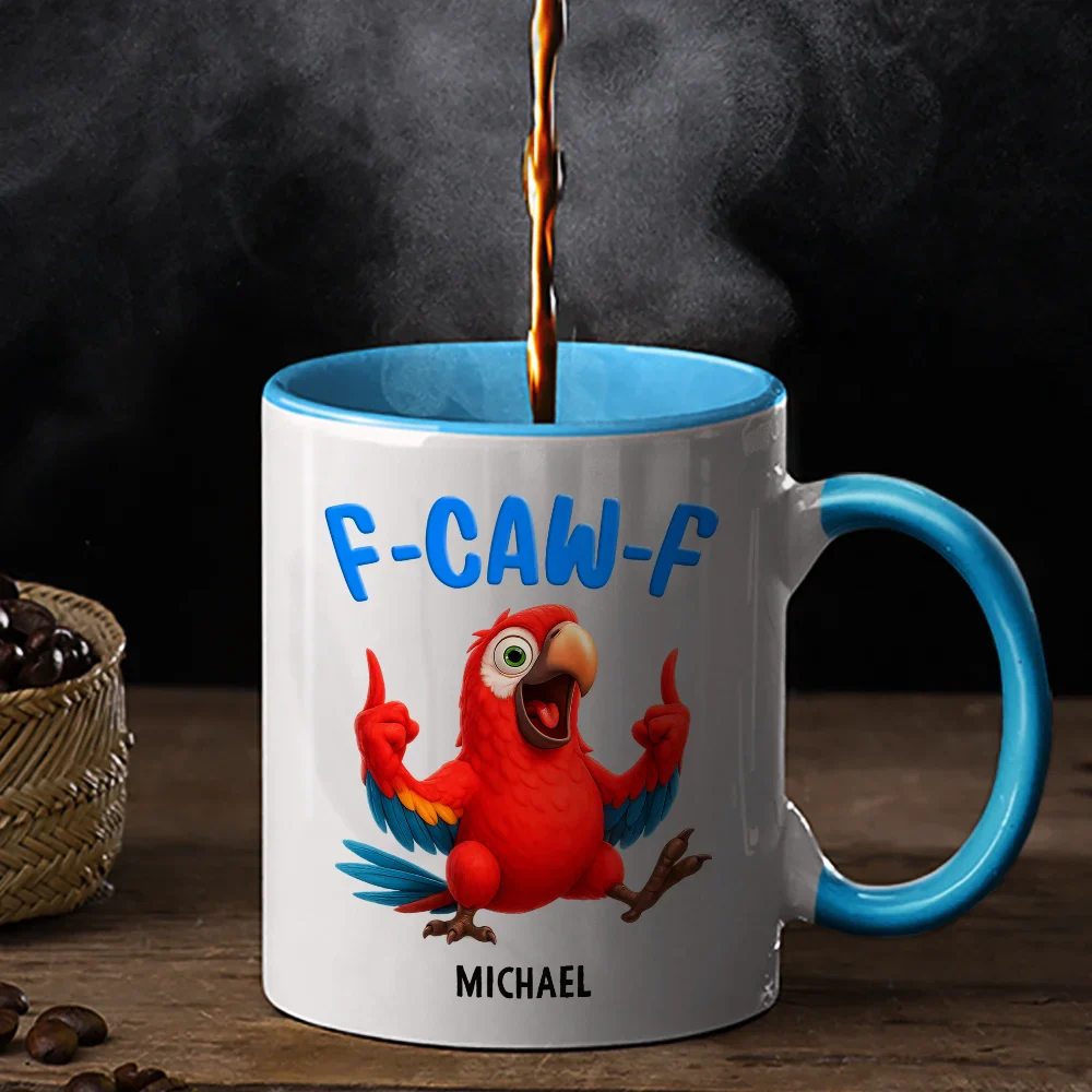 3D Effect Funny Chicken F-CAW-F My Work Vocabulary - Personalized Accent Mug - Image 2
