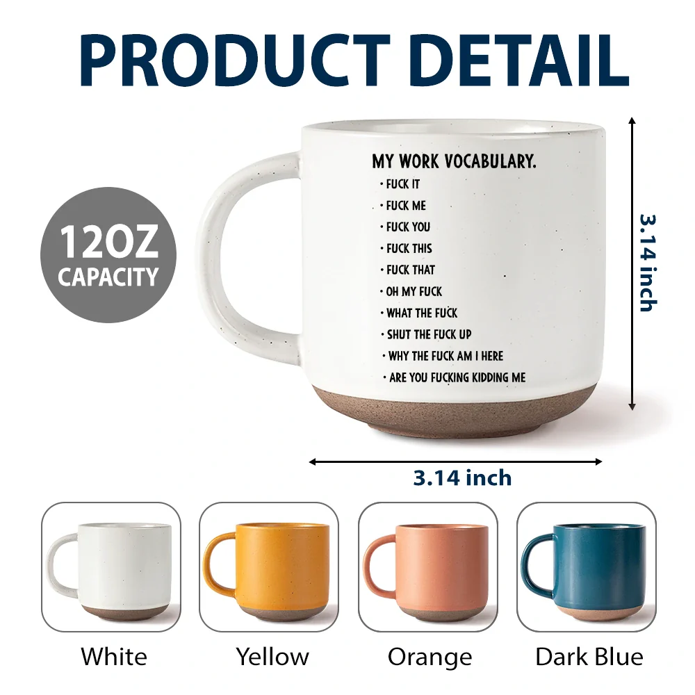 3D Effect Funny Chicken F-CAW-F My Work Vocabulary - Personalized Pottery Mug - Image 6