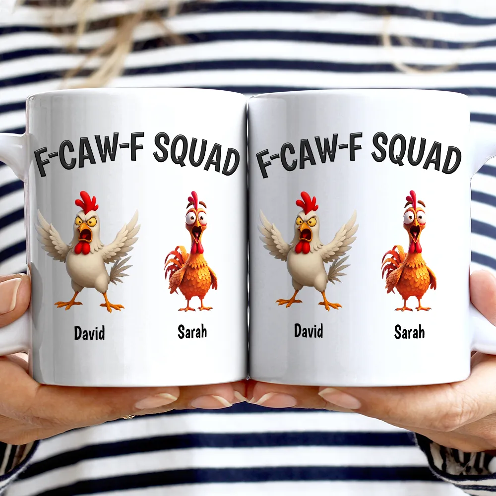 3D Effect Funny Chickens F-CAW-F Squad - Personalized Mug - Image 2