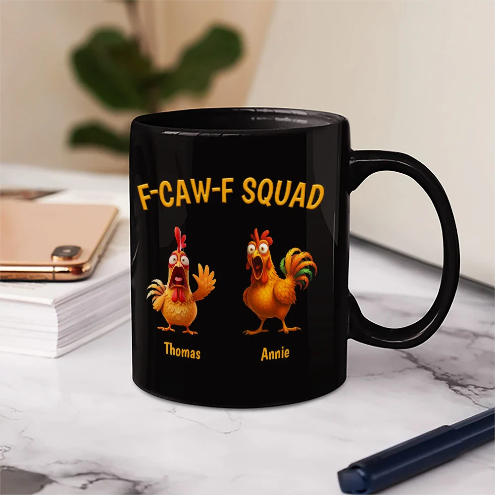 3D Effect Funny Chickens F-CAW-F Squad - Personalized Mug - Image 5