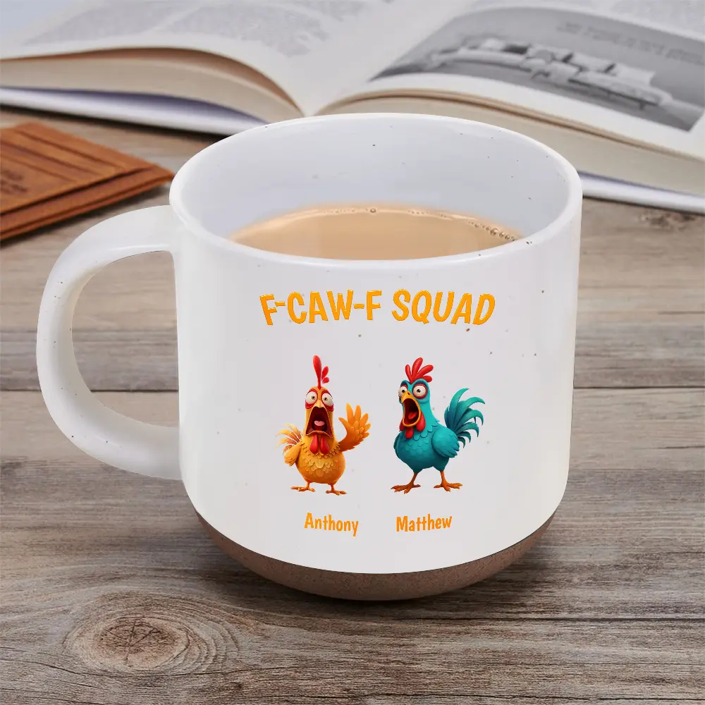 3D Effect Funny Chickens F-CAW-F Squad - Personalized Pottery Mug - Image 5