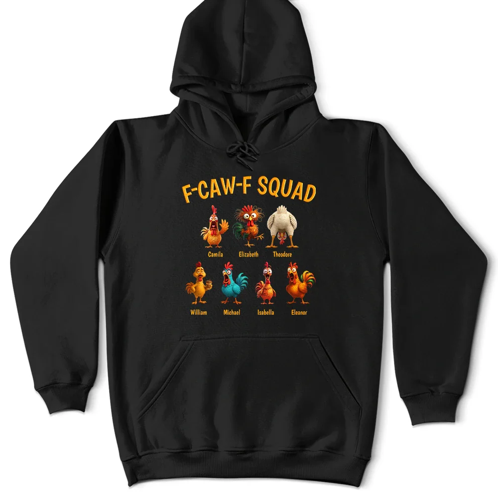 3D Effect Funny Chickens F-CAW-F Squad - Personalized T Shirt - Image 4